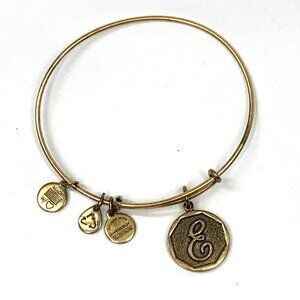 Alex and Ani Initial E Charm Bracelet Gold Finish - Expands 2"- 3.5"